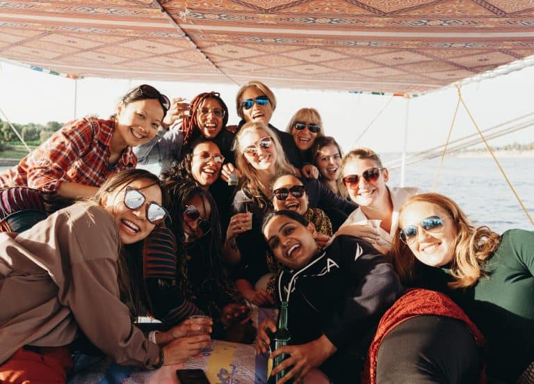 women on a boat