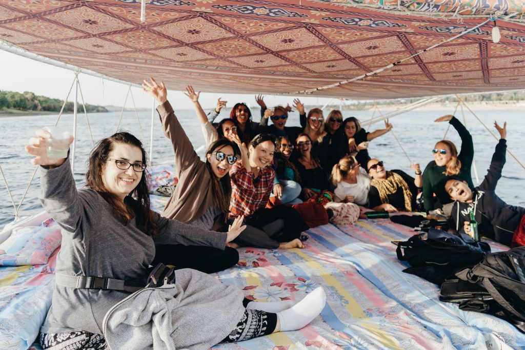 Women on a Sailboat in Egypt