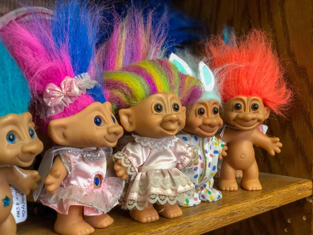 trolls on a shelf