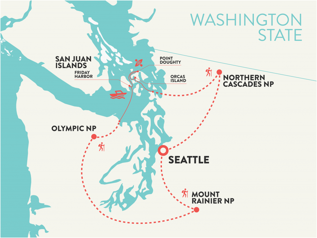 solo female traveler map Washington State tour
