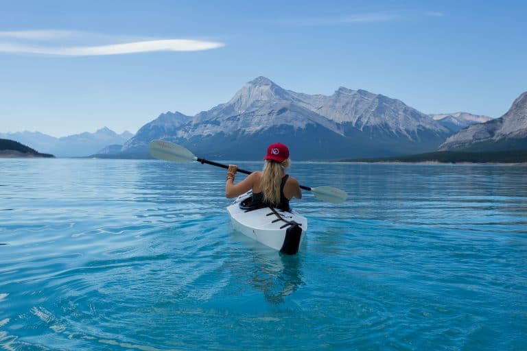 Kayaking in lake