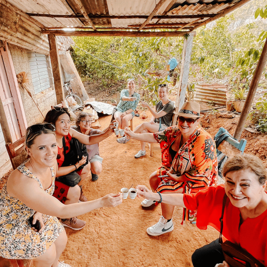 women drinking coffee in cuba