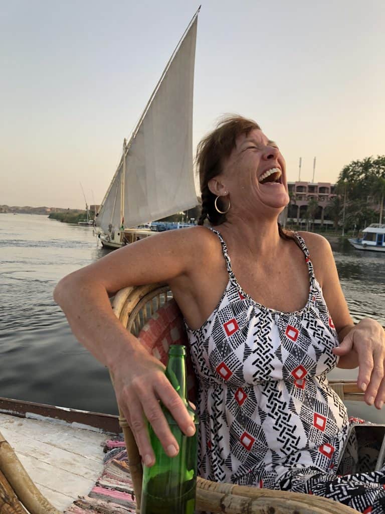 boat in egypt at sunset