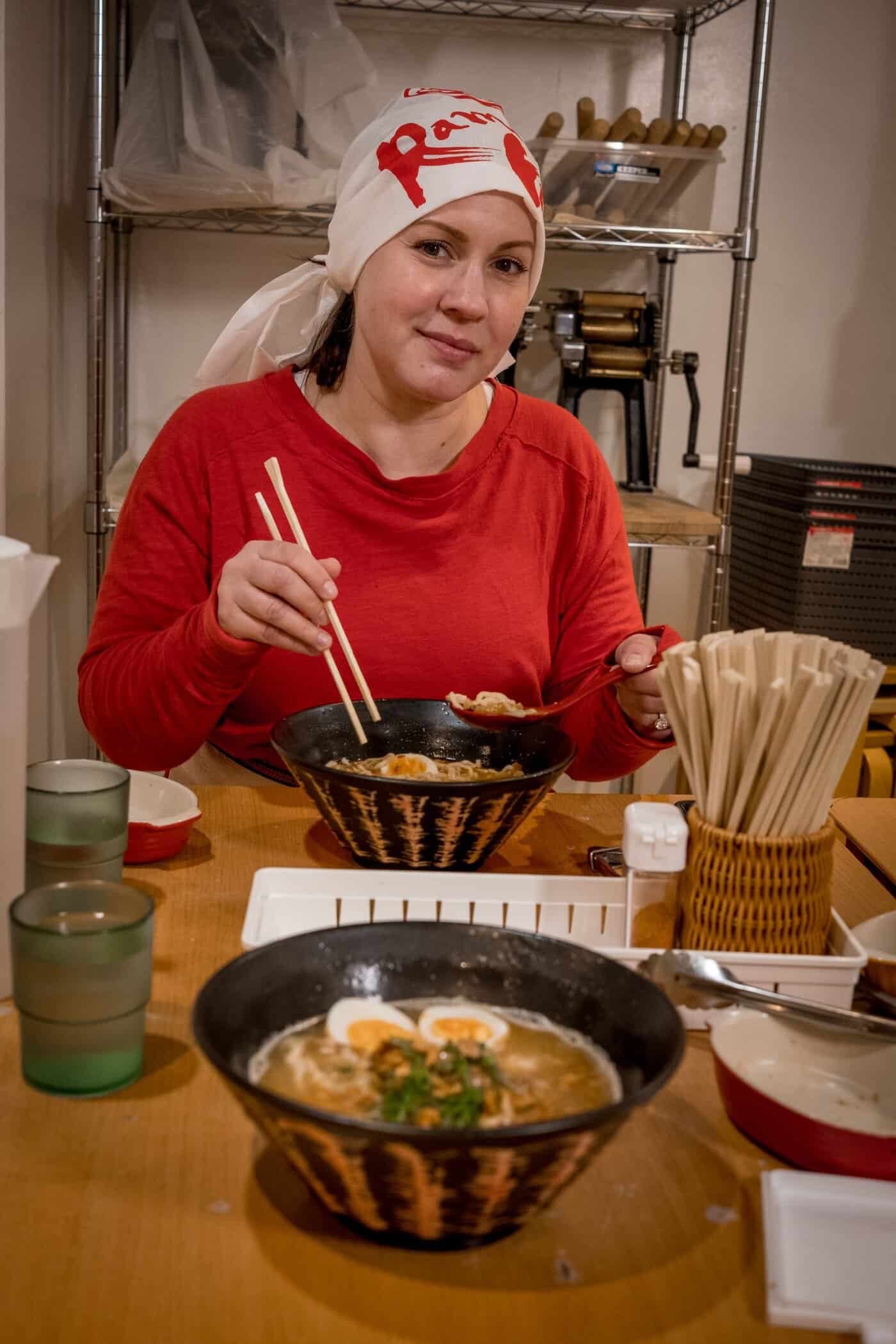 ramen making class on women only tour to Japan