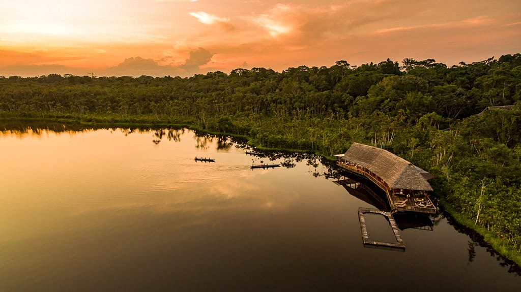 sunset in ecuadorian amazon