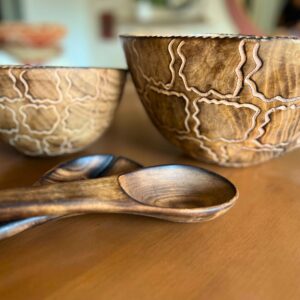 Hand-Carved Mahogany Salad Bowl Set from Uganda