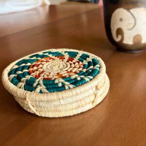 Teal & Clay Handwoven Coaster Set from Uganda
