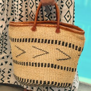 Geometric Woven Market Basket from Uganda