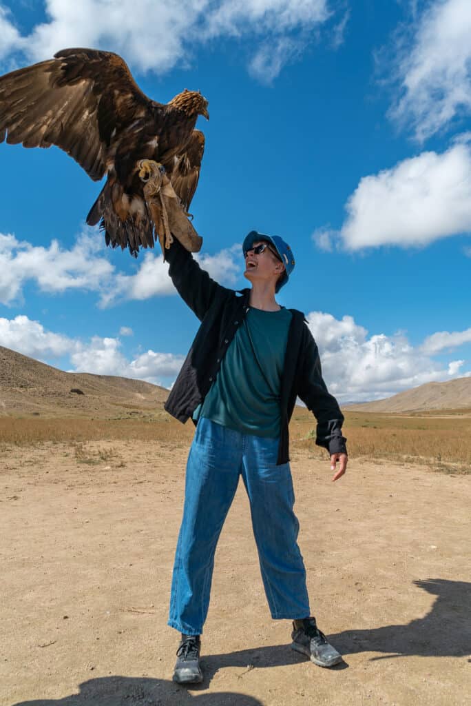 Sophie in Kyrgyzstan: holding an email on our women-only tour