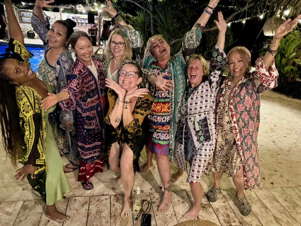 SoFe travelers celebrating their last night in Tanzania
