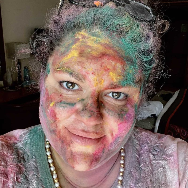 woman playing Holi