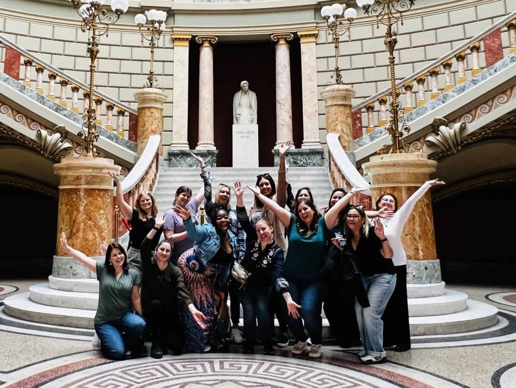 women on Bucharest on women only tour of Romania