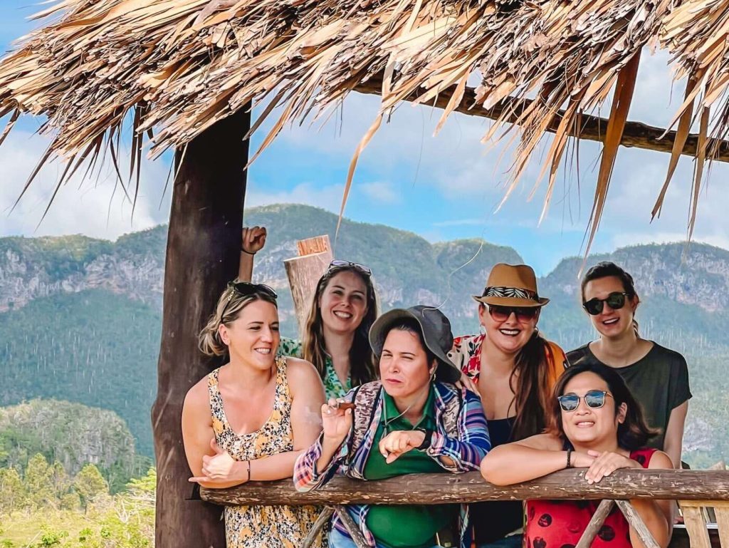 group photo at a Cuban farm