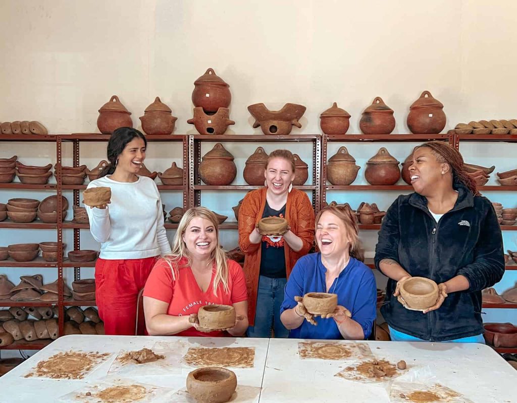 women doing pottery on women only tour