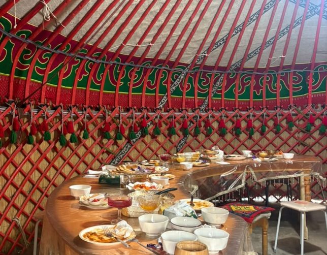 Yurt dinner, Kyrgyzstan