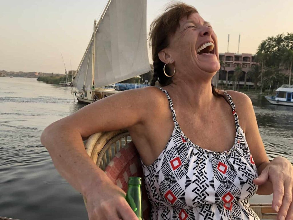 boat in egypt at sunset