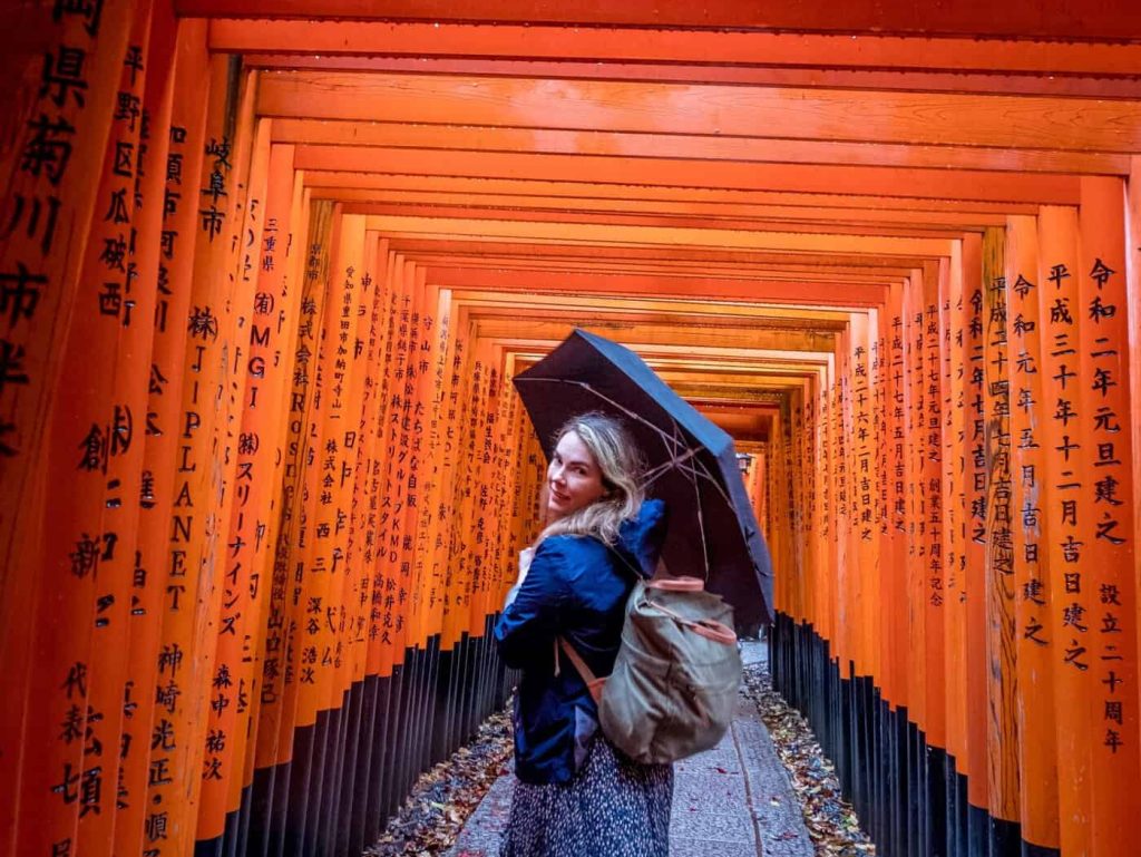 woman in temple in Japan