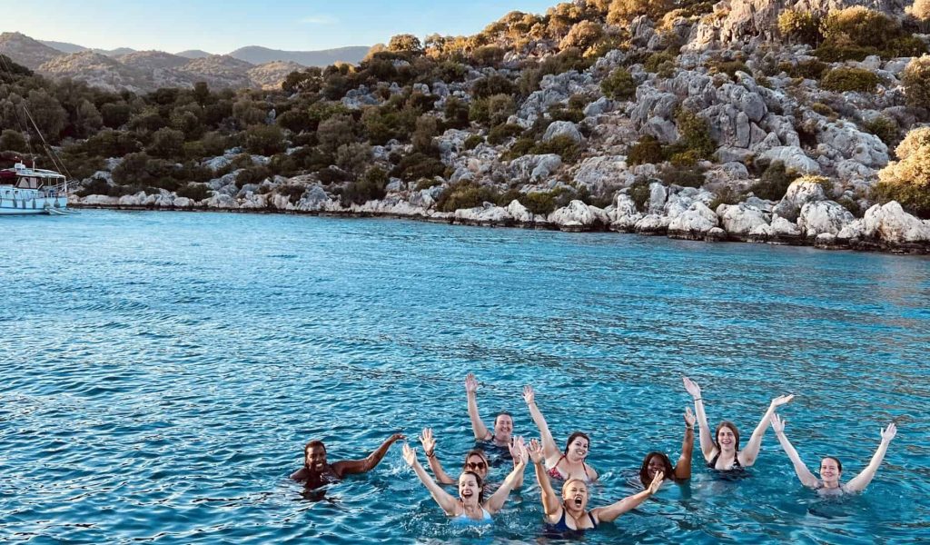 women swimming in turkey